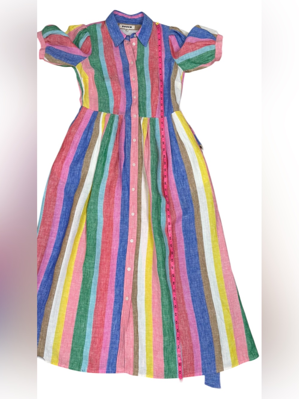 Boden Alexa Stripe Linen Maxi Shirt Dress Pink Multi Size 6R - Picture 15 of 16